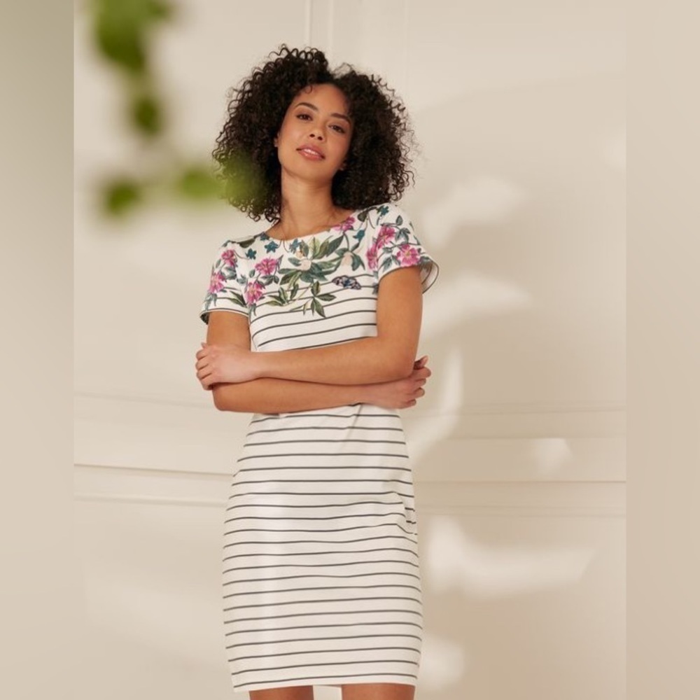 Joules Riviera Print Printed Jersey Short Sleeve Dress, Size 8